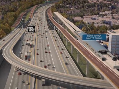 Recreación de la futura autopista SR 400, en el entorno de la ciudad estadounidense de Atlanta.