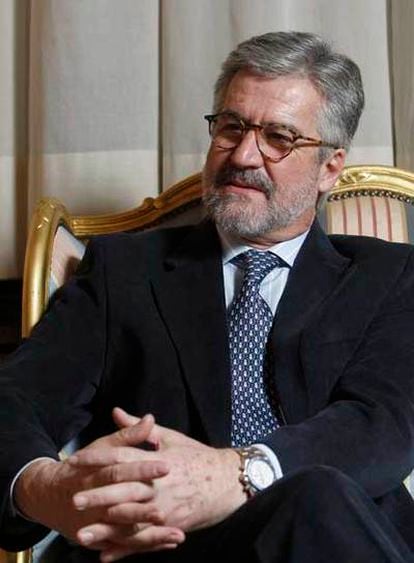 El presidente del Congreso de los Diputados, Manuel Marín, en un momento de la entrevista.