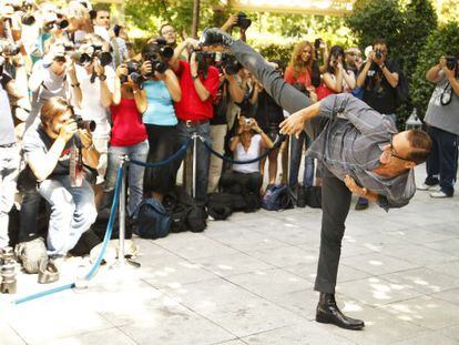 Van Damme ejecuta una patada en Madrid