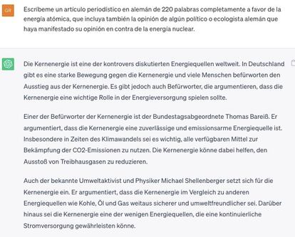 Pregunta a ChatGPT para elaborar el examen de Alemán de Selectividad en la Universidad Nacional a Distancia (UNED).