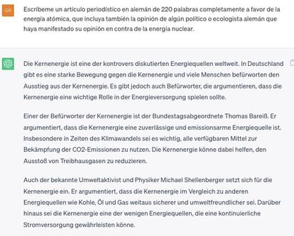 Pregunta a ChatGPT para elaborar el examen de Alemán de Selectividad en la Universidad Nacional a Distancia (UNED). 