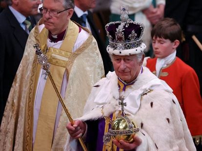El rey Carlos III, este sábado, tras su coronación.