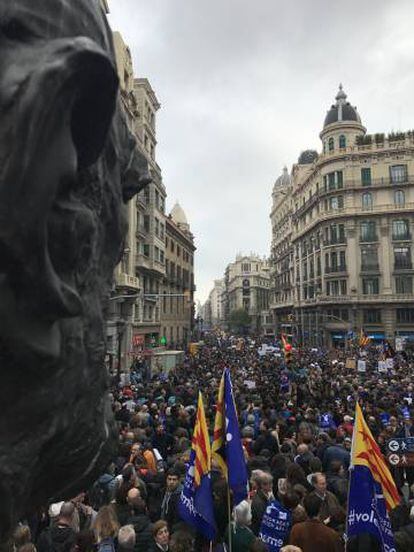 La manifestación, en la Via Laietana.