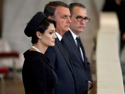 Jair Bolsonaro presidente de Brasil en el funeral de Isabel II