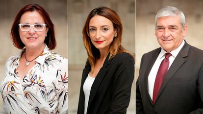 Desde la izquierda, Isabel Franco, vicepresidenta; Valle Miguélez, será consejera de Empresa, Industria y portavocía, y Francisco Álvarez será consejero de Empleo.