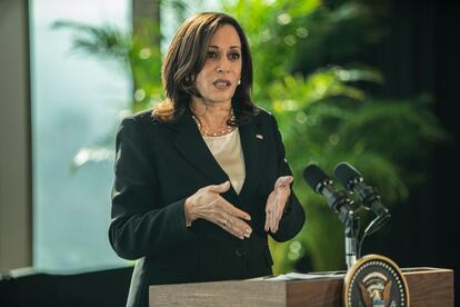 La vicepresidenta de Estados Unidos, Kamala Harris, el 8 de junio en Ciudad de México.