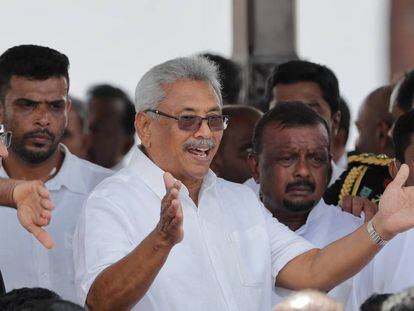 El nuevo presidente de Sri Lanka, Gotabaya Rajapaksa, en la ciudad de Anuradhapura este lunes.