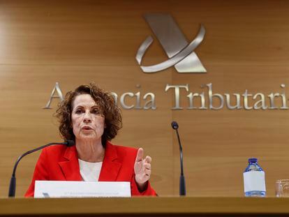 La directora general de la Agencia Tributaria, Soledad Fernández Doctor, presenta la campaña de Renta 2023, este miércoles, en Madrid.EFE/ Fernando Alvarado