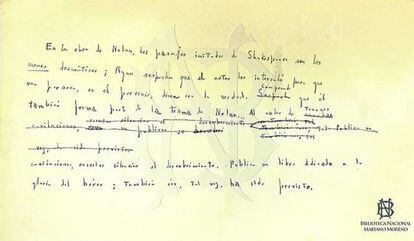 Manuscrito inédito de Borges.