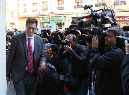 Óscar López, a su llegada a una reunión a la sede del PSOE en 2017.