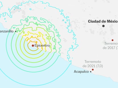 Ubicación de los epicentros de terremotos en 2018, 2021 y 2022.