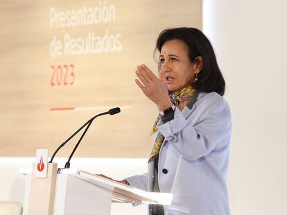 La presidenta del Banco Santander, Ana Botín, durante la presentación de resultados de la entidad.