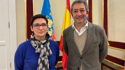 Nuria Enguita y el vicepresidente Vicente Barrera, tras la reunión que mantuvieron el 12 de febrero en la sede de vicepresidencia, en una imagen que difundió por X el político.