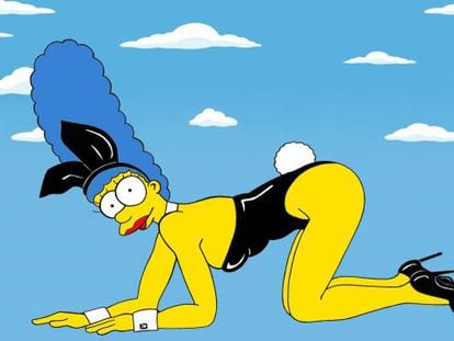Marge Simpson, como Kate Moss posando para el 60 aniversario de 'Playboy'.