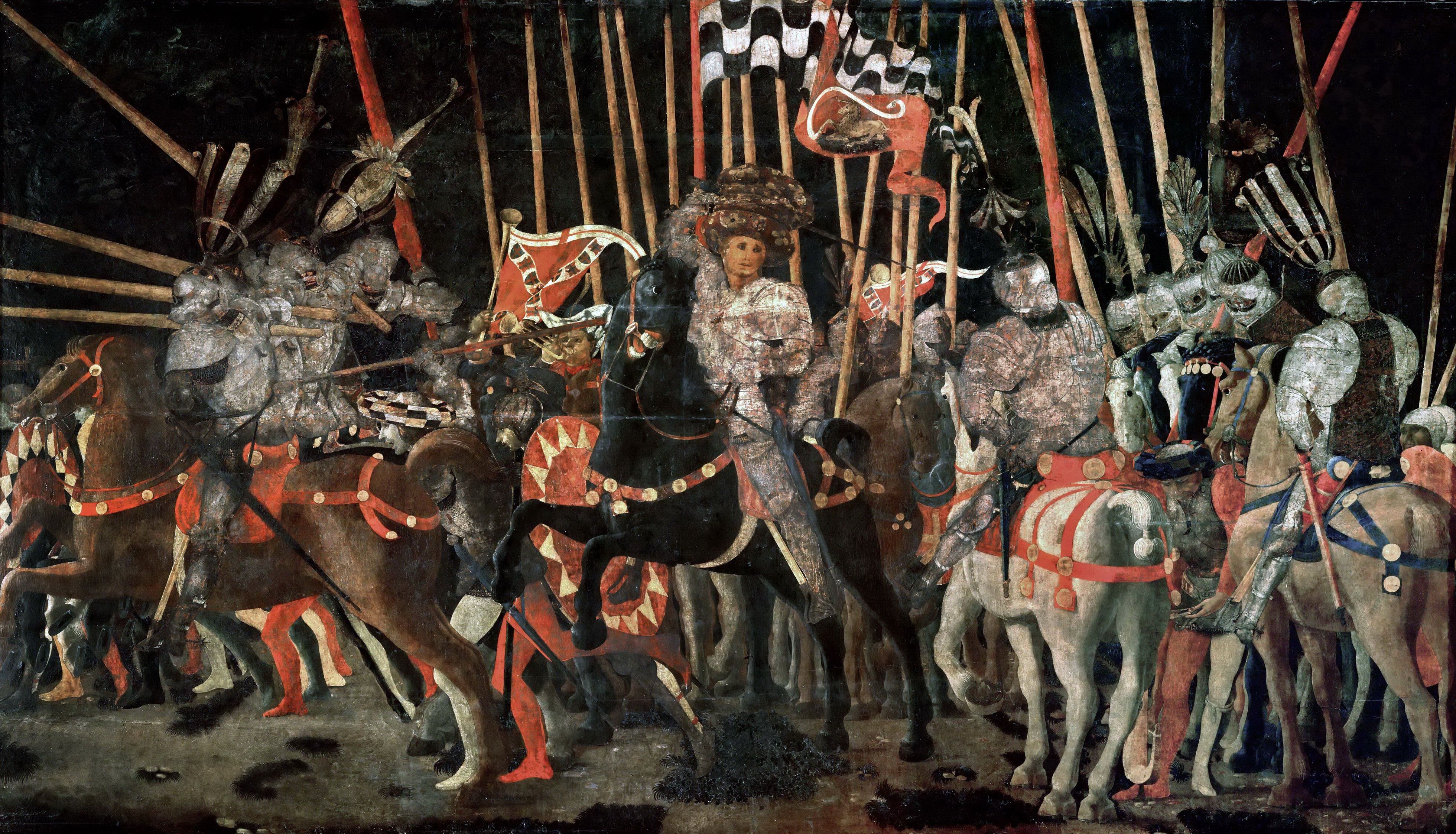 La batalla de San Romano' (1456), de Paolo Uccello, se expone en el Museo del Louvre.