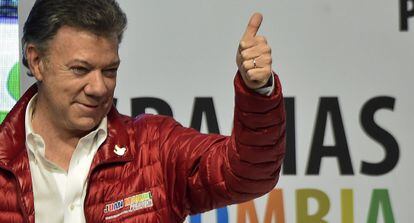 Juan Manuel Santos despu&eacute;s de conocer los resultados el domingo. 