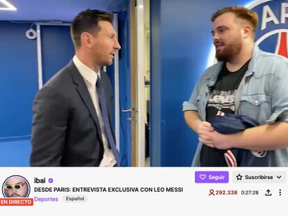 Un momento de la conexión en directo entre Messi e Ibai Llanos en Twitch.