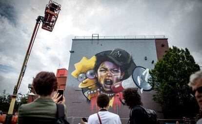 Una de los murales realizados en la última edición del festival de arte urbano Upfest, que se celebra a finales de julio en Bristol.