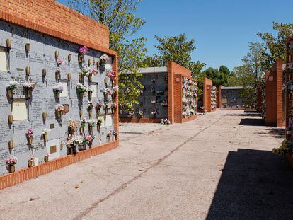 Decenas de nichos del Cementerio Sur-Carabanchel de Madrid.