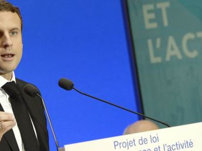 El ministro de Econom&iacute;a, Emmanuel Macron, ayer durante la presentaci&oacute;n de la Ley para el Crecimiento y la Actividad. 