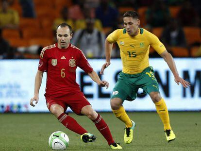 Iniesta, durante el reciente amistoso contra Sudáfrica.