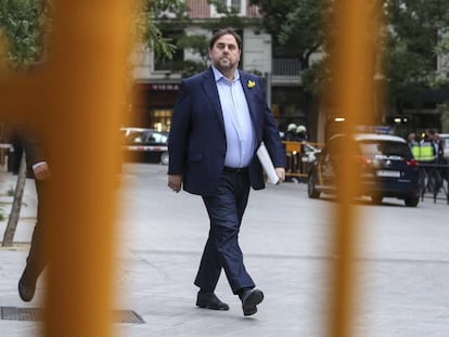 El exvicepresidente de la Generalitat, Oriol Junqueras, llega a la Audiencia Nacional el 1 de noviembre de 2017.