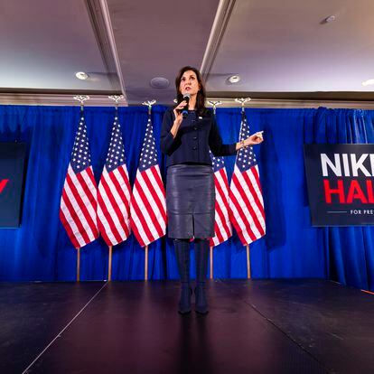 La candidata republicana Nikki Haley, en un acto de campaña en Washington, el pasado día 1.