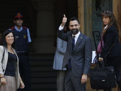 Roger Torrent acude al Palau de Justicia el primer día del juicio por presunta desobediencia al constitucional, este miércoles en Barcelona.