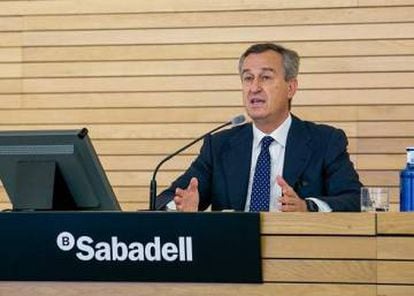 César González-Bueno, CEO of Banco Sabadell, during a press conference of the entity.