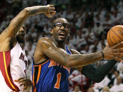 Stoudemire (con gafas), este martes en el partido de los Knicks contra Miami.