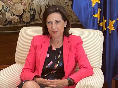 La ministra de Defensa, Margarita Robles, durante una entrevista con Europa Press, en Madrid, el 17 de agosto.