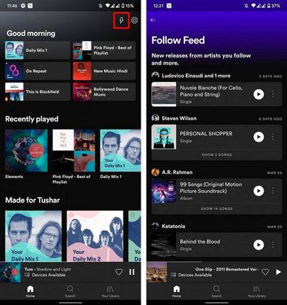 Nuevo 'follow feed' en Spotify.