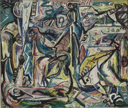 'Circuncisión', la obra de Jackson Pollock que vio la luz en enero de 1946. Para esta obra, el artista estadounidense utilizó óleo sobre lienzo. El cuadro es de 142,30 x 168 centímetros.