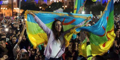Protestas por la muerte de un vendedor de pescado al que la policía había confiscado la mercancía, el pasado lunes en Marruecos.