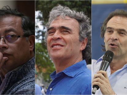 Gustavo Petro, Sergio Fajardo y Fico Gutiérrez, candidatos a la presidencia de Colombia.
