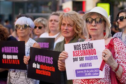 Encuentro feminista en la Plaza de Callao de Madrid. 