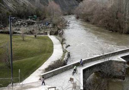 El río Arga a su paso por la localidad de Burlada. EFE/Archivo