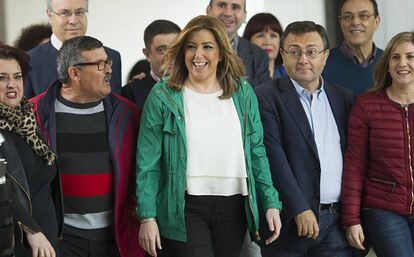 Susana Díaz arriba a l'acte celebrat pel partit pel Dia d'Andalusia.