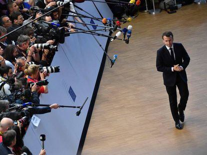El presidente francés, Emmanuel Macron, en el último Consejo Europeo, el 10 de abril.