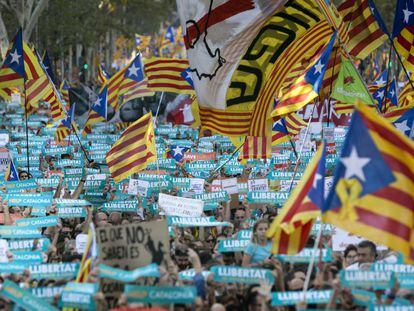 Moment de la manifestació a Barcelona.