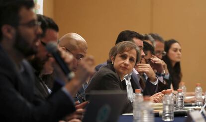 Carmen Aristegui y otras de las víctimas del espionaje del Gobierno mexicano.