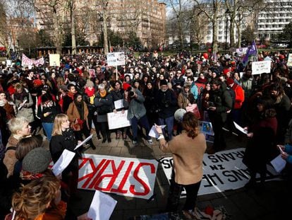 Manifestaci&oacute;n por el D&iacute;a Internacional de la Mujer, este jueves en Londres.