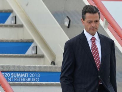 Pe&ntilde;a Nieto a su llegada a Rusia para la cumbre del G20.