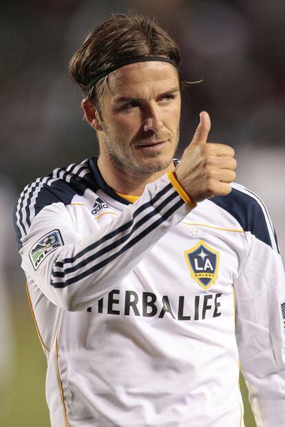 Beckham en un partido con Los Ángeles Galaxy.