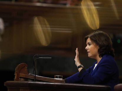 La vicepresidenta del Gobierno, Soraya Saénz de Santamaría, este martes en el Congreso.