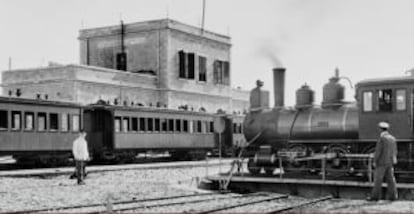 Imagen histórica de la vieja estación ferroviaria de Jerusalén.