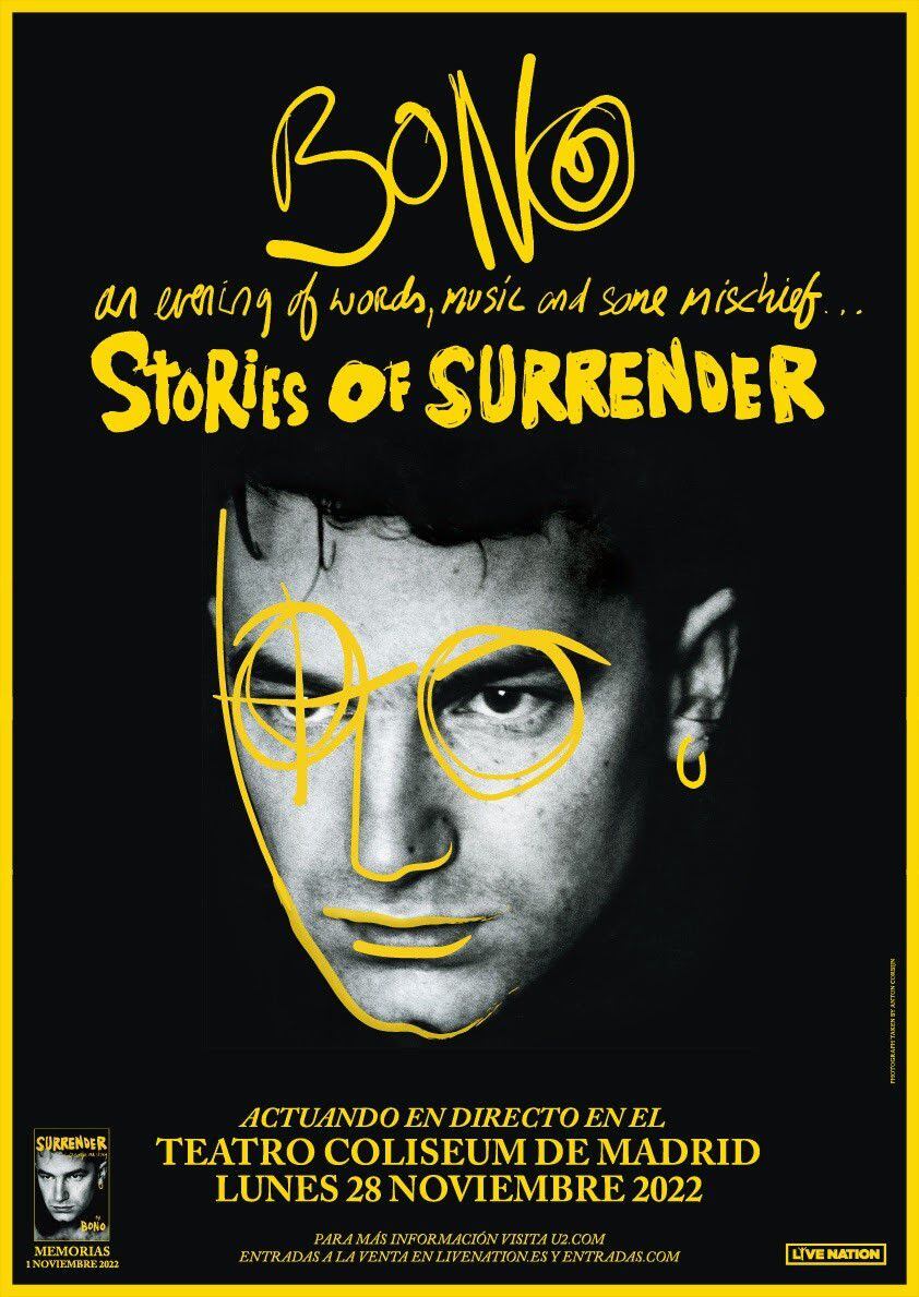 Cartel de la presentación de 'Surrender: 40 songs, one story' en Madrid.