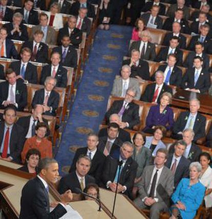 El presidente Obama durante su comparecencia en la C&aacute;mara.