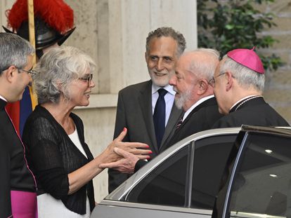 El presidente de Brasil, Luiz Inácio Lula da Silva, este miércoles a su llegada al Vaticano.