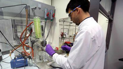 Un técnico de laboratorio trabaja en un tratamiento contra el coronavirus. / KIKO HUESCA (EFE)